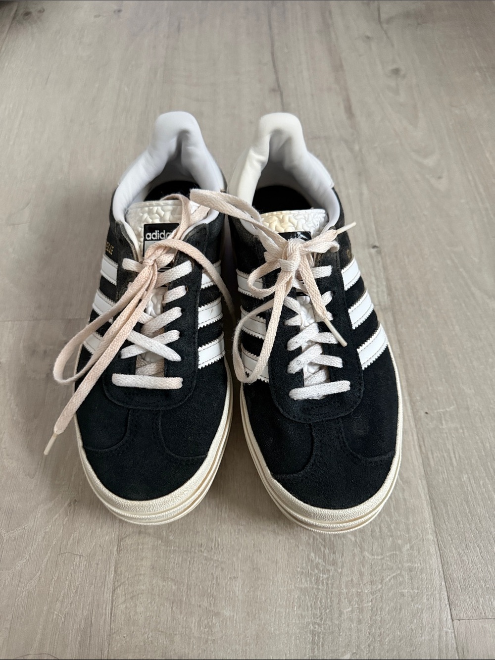 Adidas Gazelle Bold Black Suede Sneakers with White Stripes